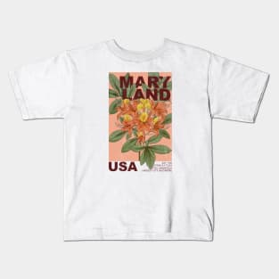 Maryland State Vintage Floral Kids T-Shirt